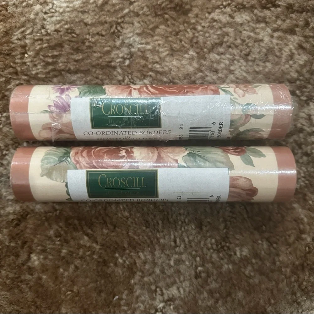 Vintage Croscill Home Wallpaper Border in Costwolds Rose Pattern 11 yds Set of 2